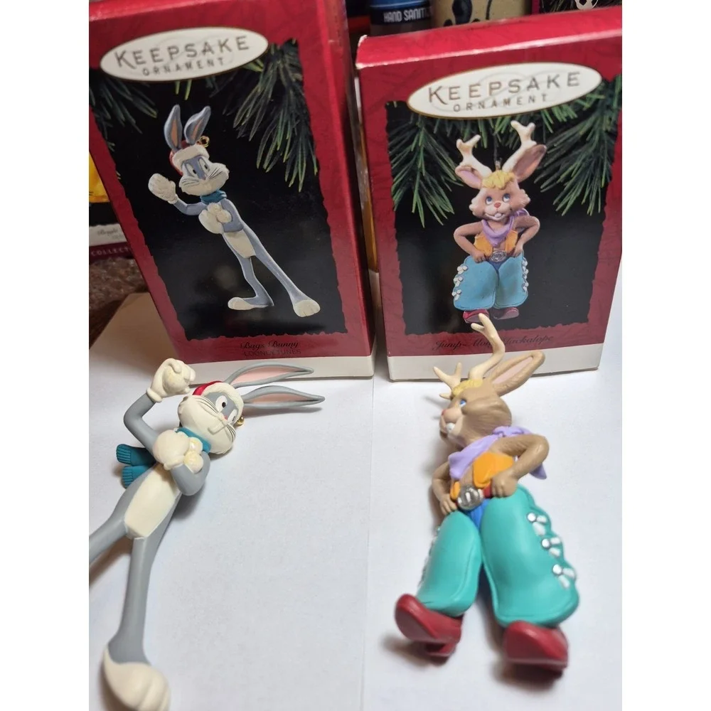 Lot Of 2 -1994 & 1995 Hallmark Christmas Ornaments Jump Jackalope & Bugs Bunny